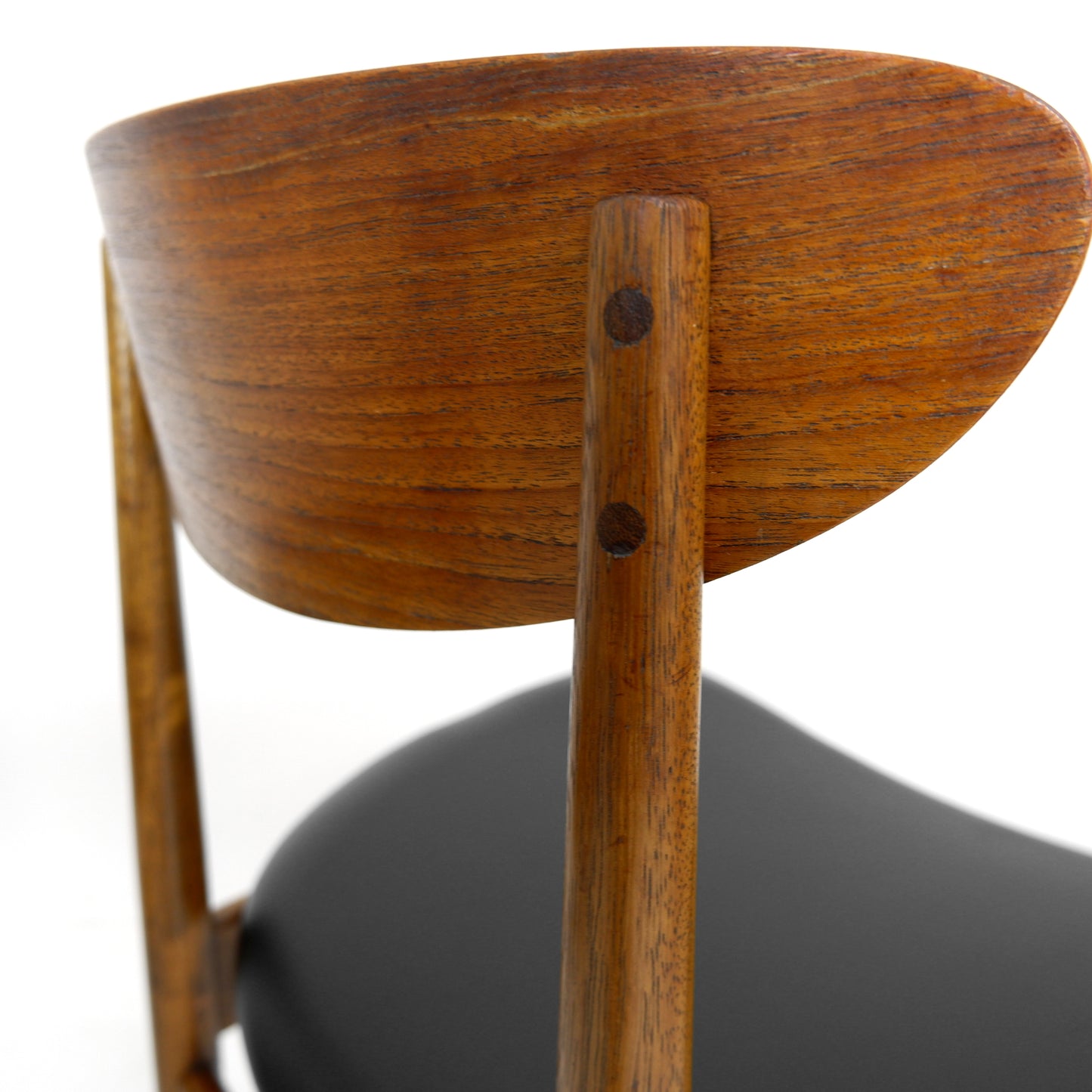 Set 4 G PLAN Dining Chairs - Danish Range by Kfod Larsen in Teak - NEW Black Vinyl Fabric - Mid Century Modern