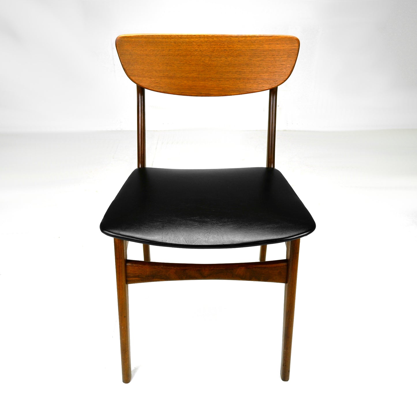 Set 6 Mid Century Dining Chairs - Danish Influance - NEW Black Vinyl Fabric