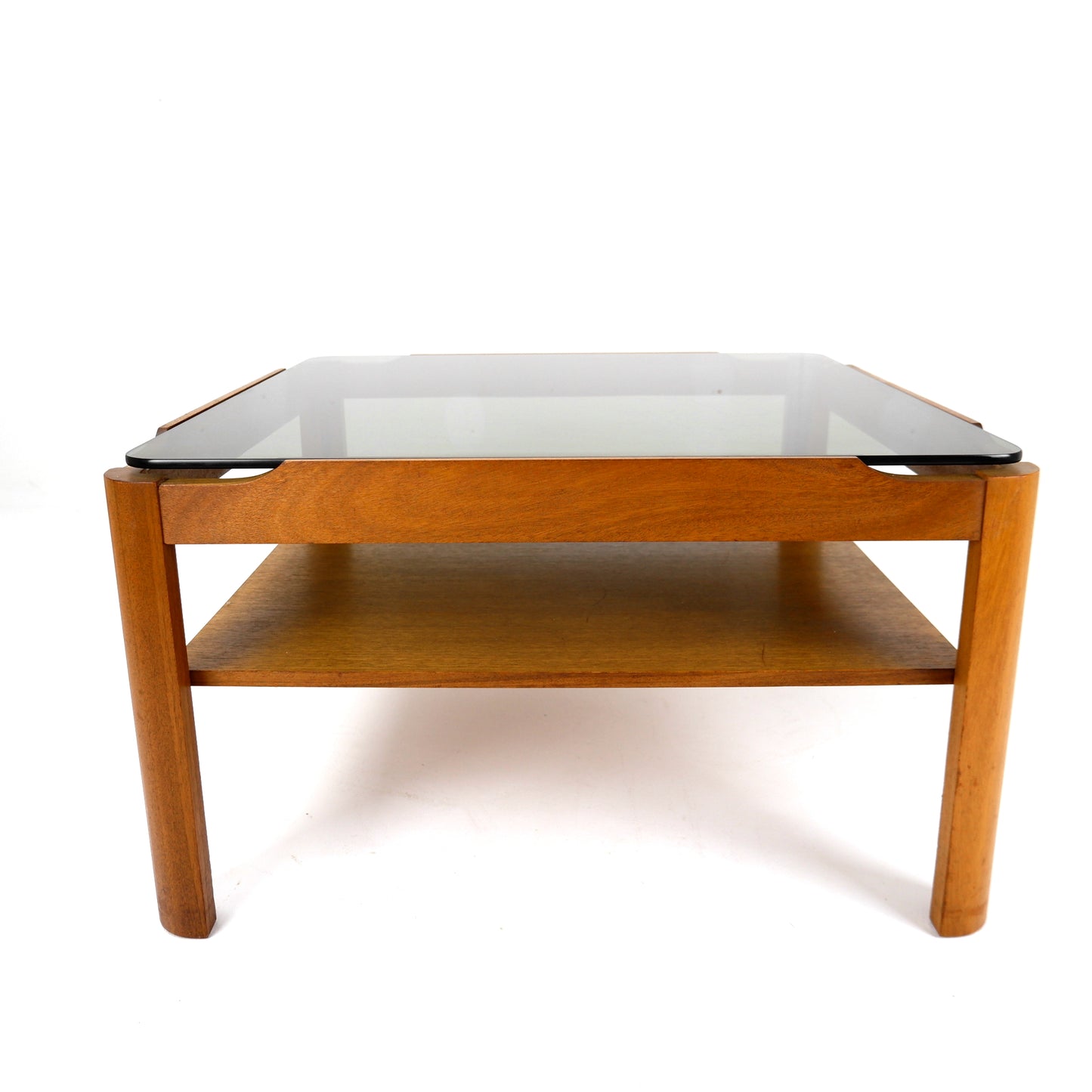 Mid Century MYER Teak and Smoked Glass Coffee Table - Vintage Furniture