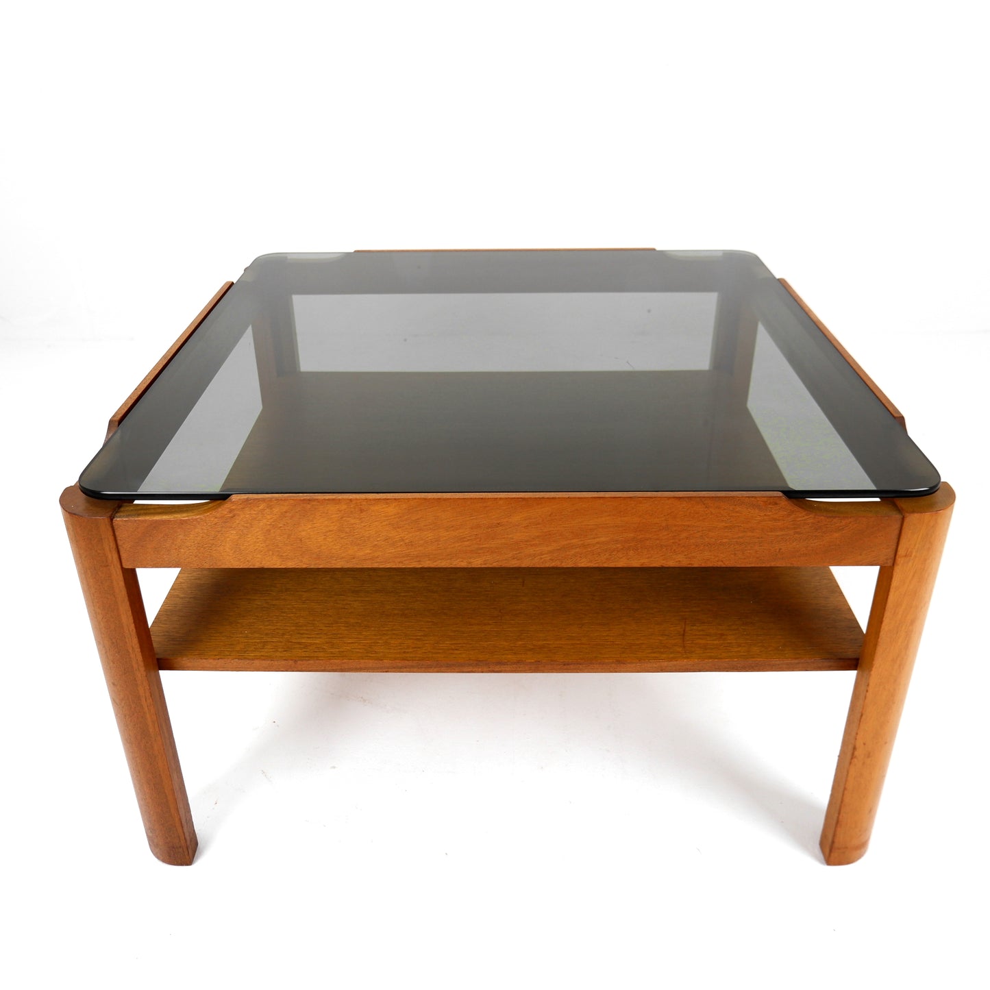 Mid Century MYER Teak and Smoked Glass Coffee Table - Vintage Furniture