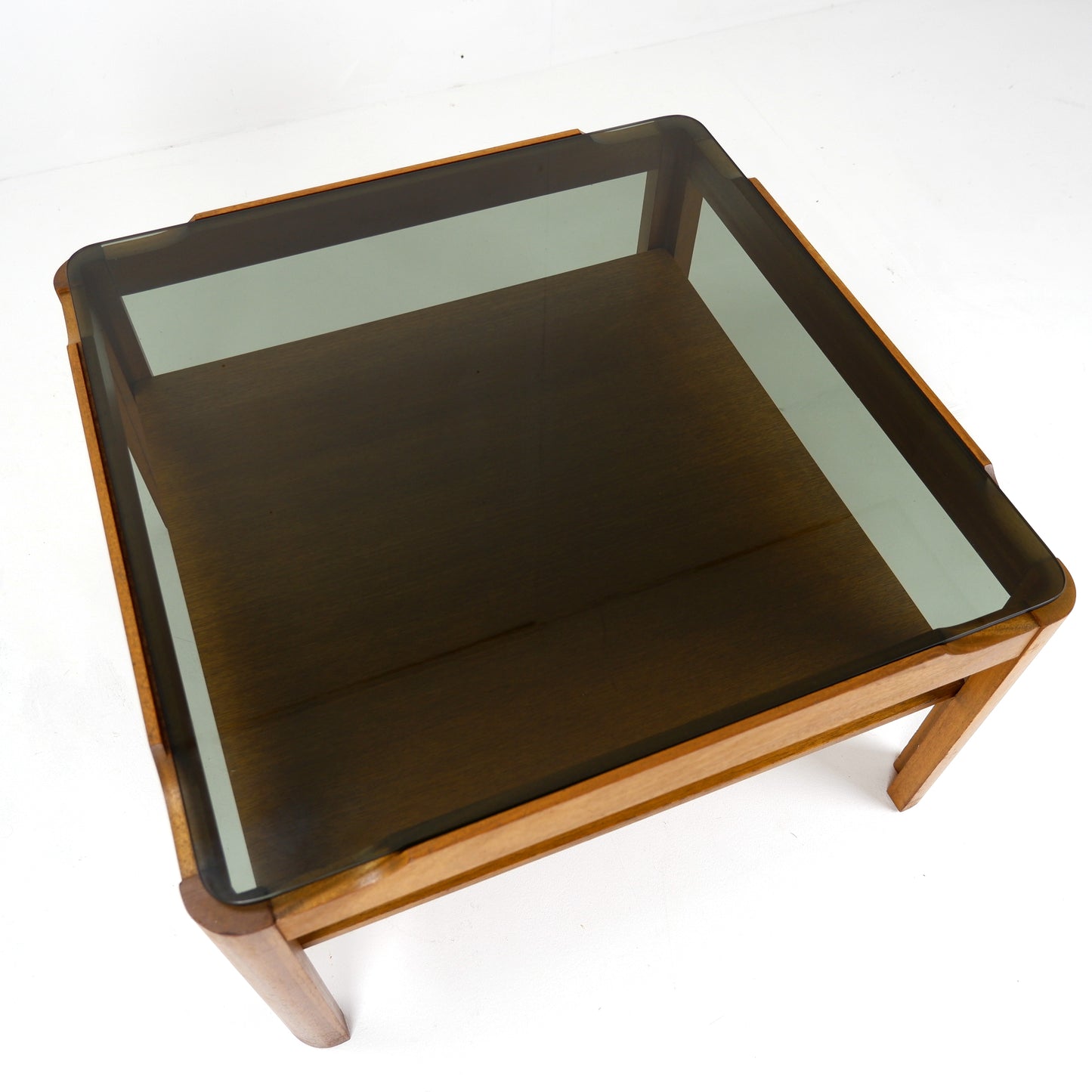 Mid Century MYER Teak and Smoked Glass Coffee Table - Vintage Furniture