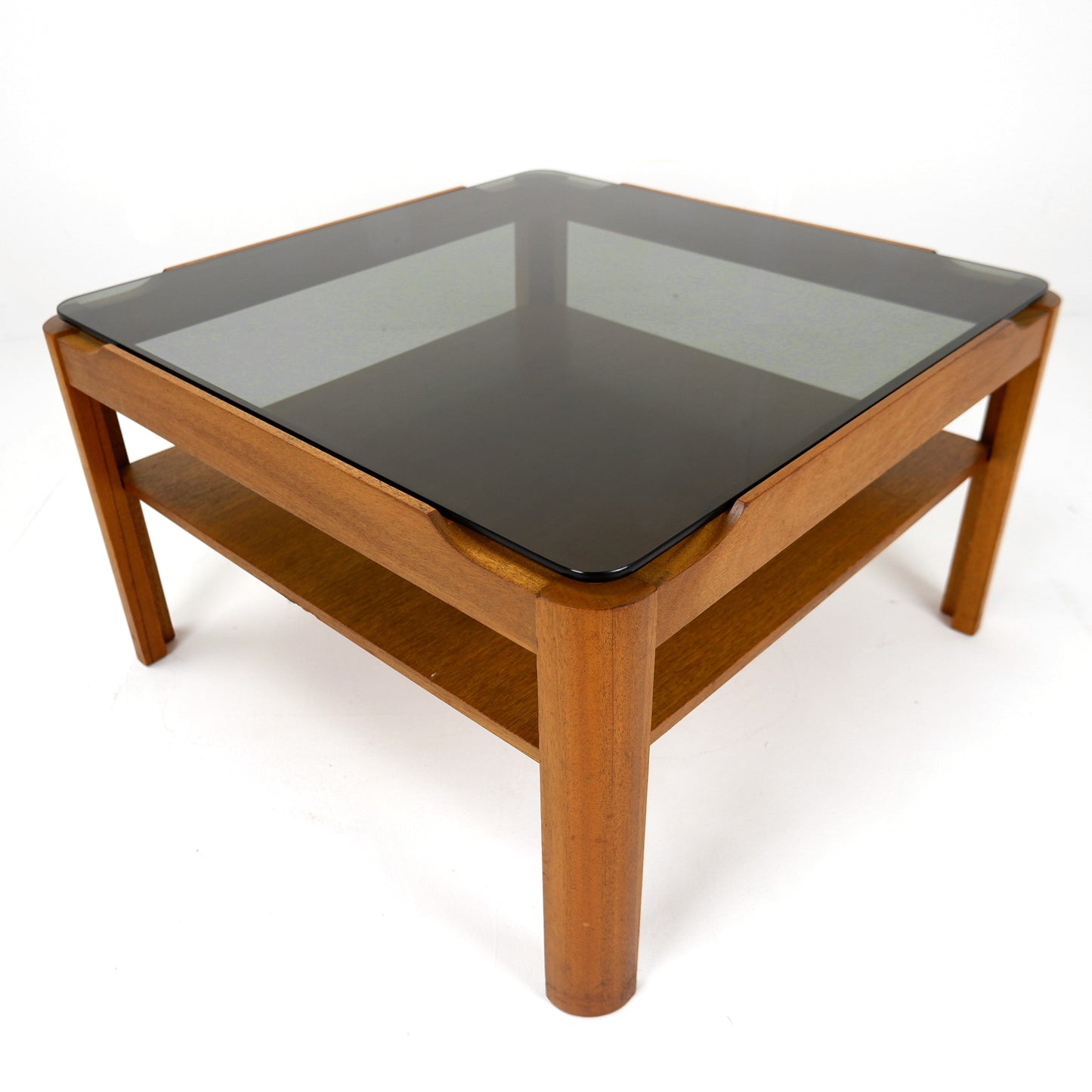 Mid Century MYER Teak and Smoked Glass Coffee Table - Vintage Furniture
