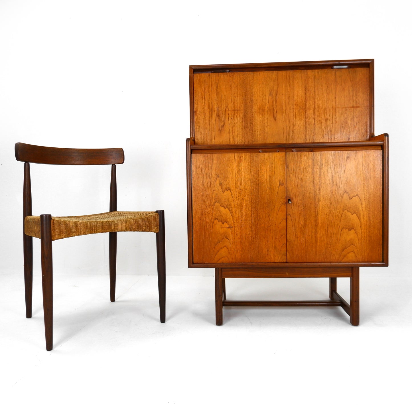 Mid Century Bureau / Desk in Teak with Cupboard