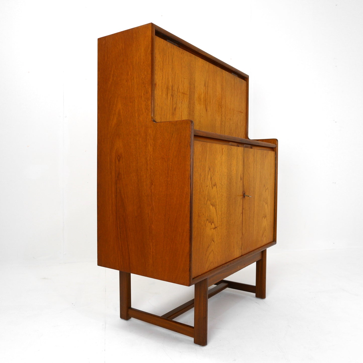 Mid Century Bureau / Desk in Teak with Cupboard
