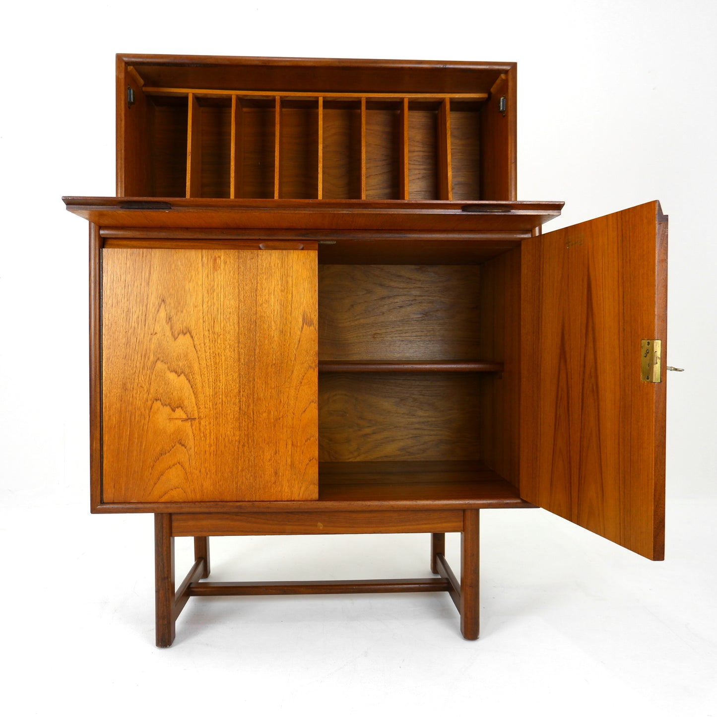 Mid Century Bureau / Desk in Teak with Cupboard