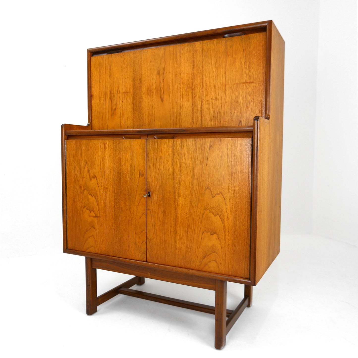 Mid Century Bureau / Desk in Teak with Cupboard