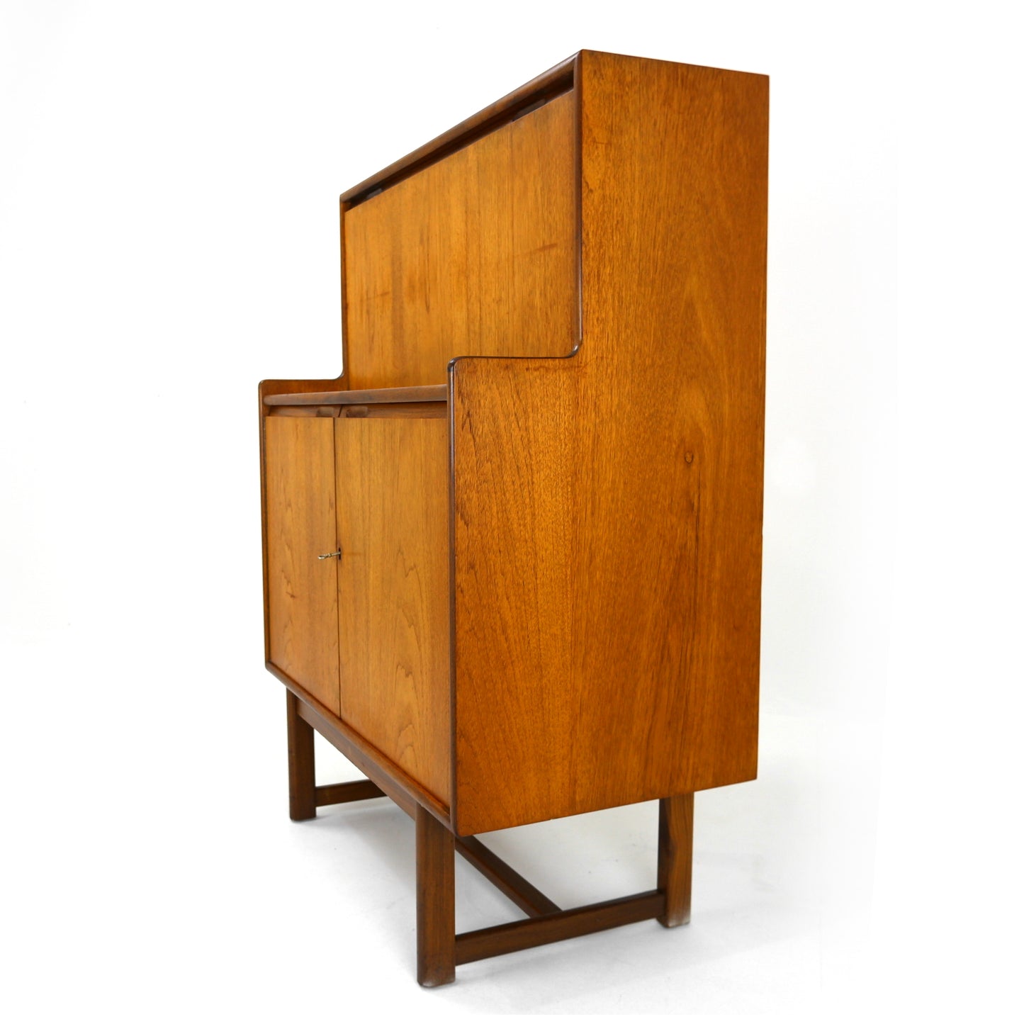 Mid Century Bureau / Desk in Teak with Cupboard