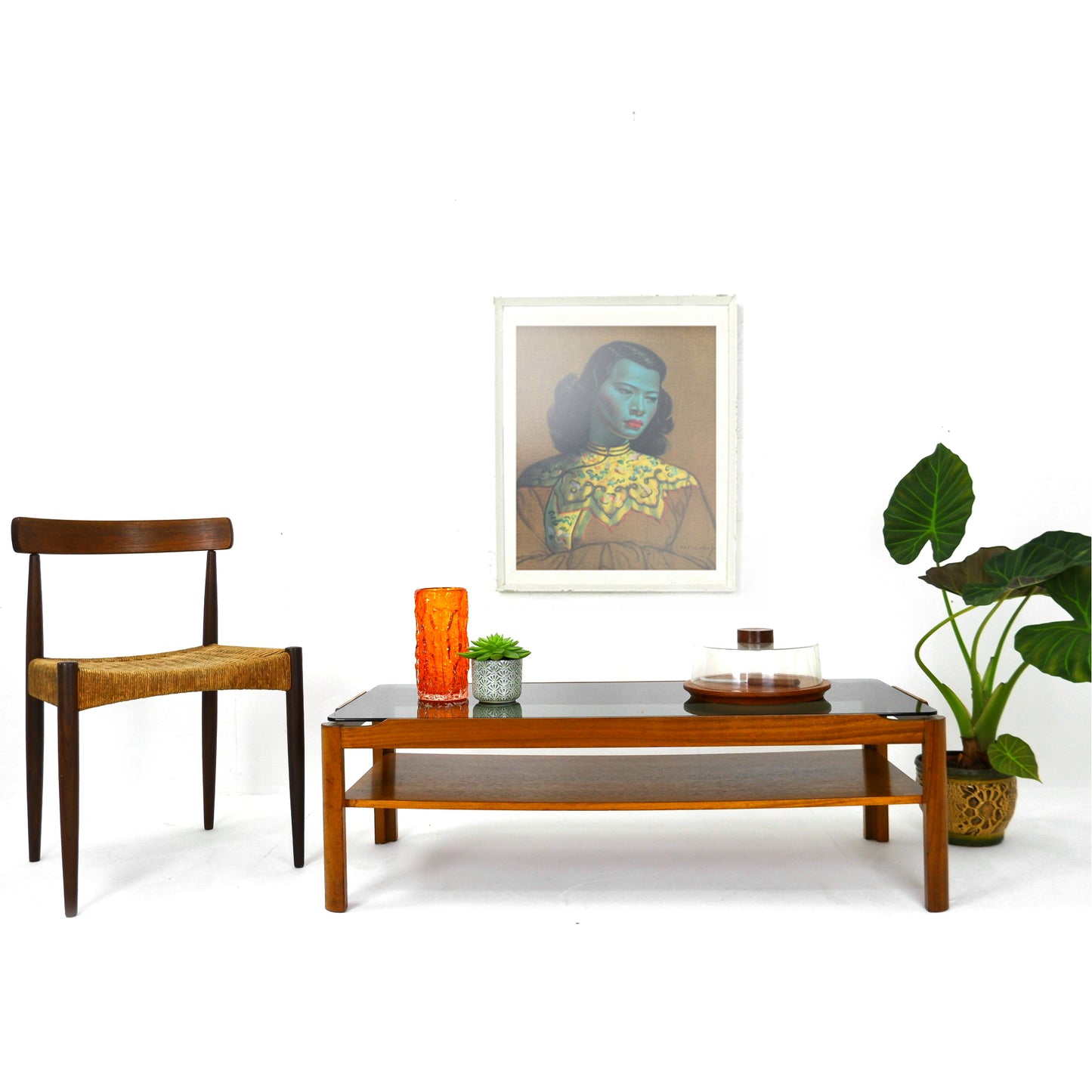 Mid Century Coffee Table by MYER - Teak and Smoked Glass - FREE DELIVERY