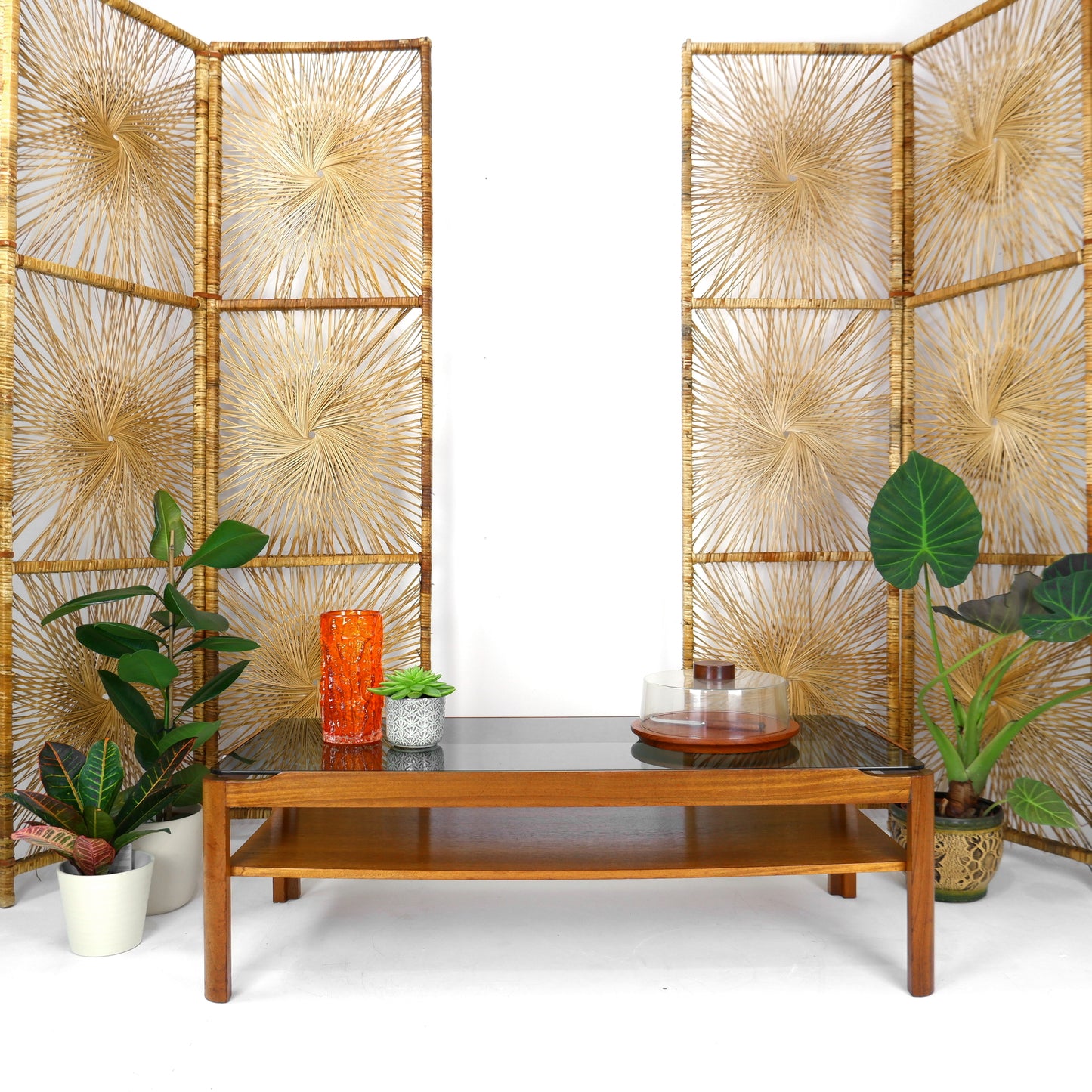 Mid Century Coffee Table by MYER - Teak and Smoked Glass - FREE DELIVERY