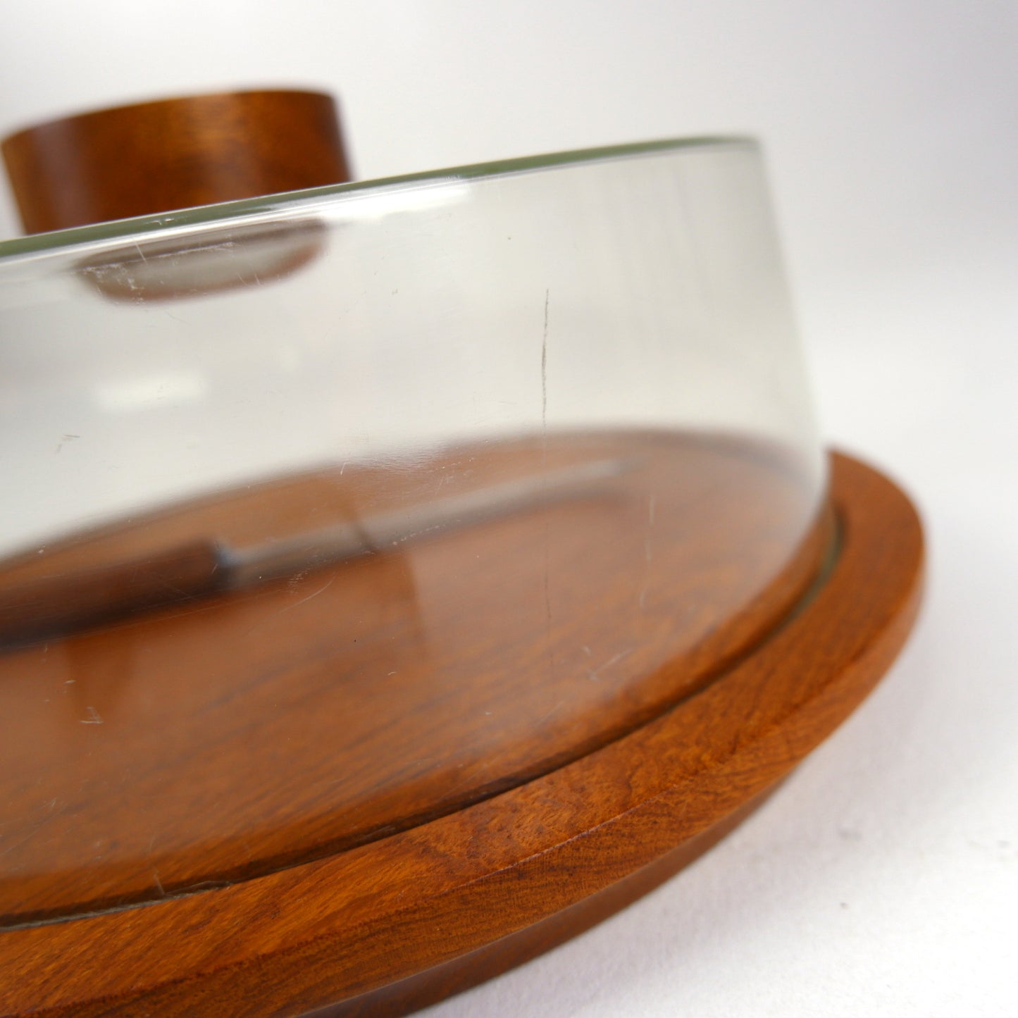 Modernist Cole & Mason Cheese Dome and Cheese Knife in Teak and Perspex - Mid Century Modern
