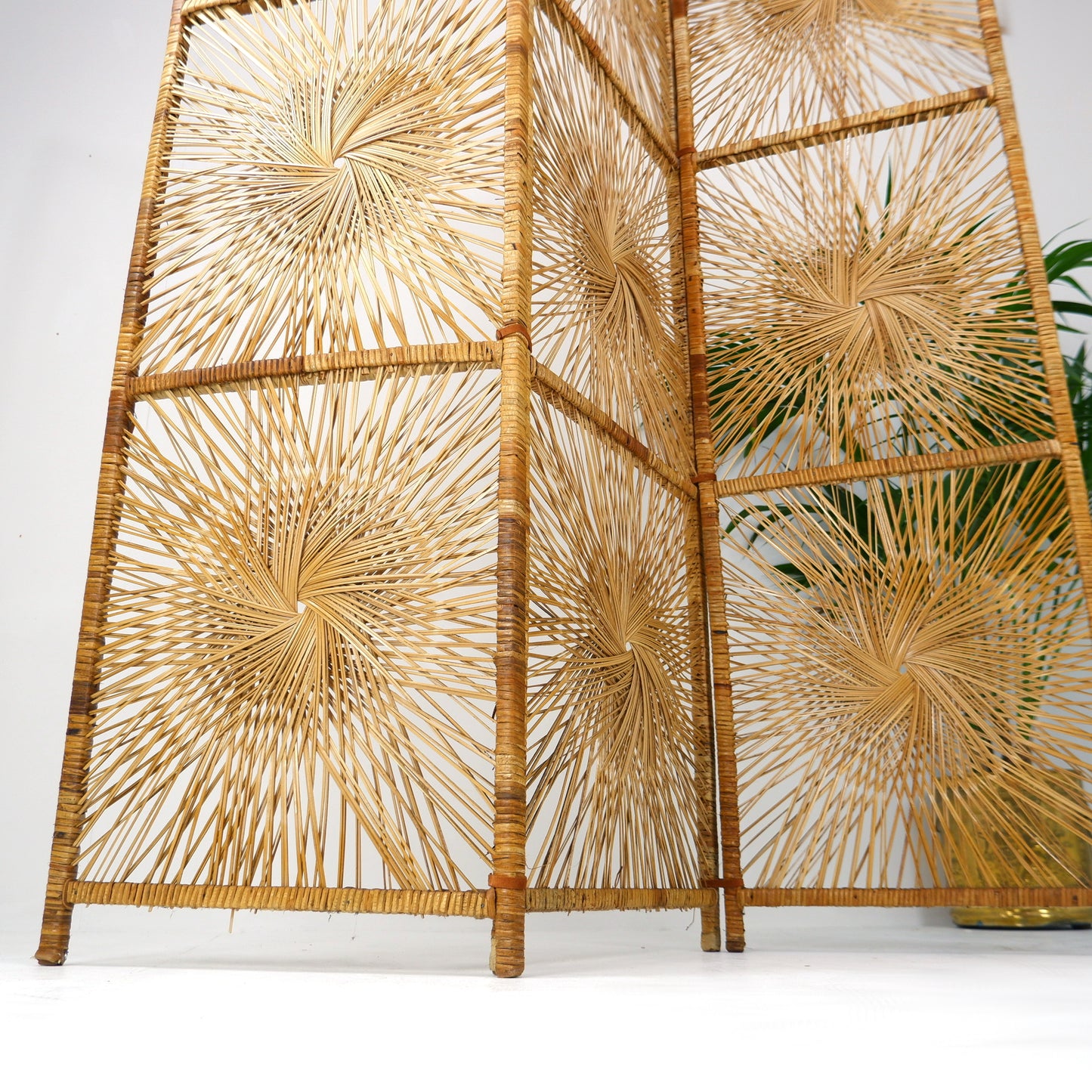Pair of Mid Century Bamboo Wicker Room Divider Screens