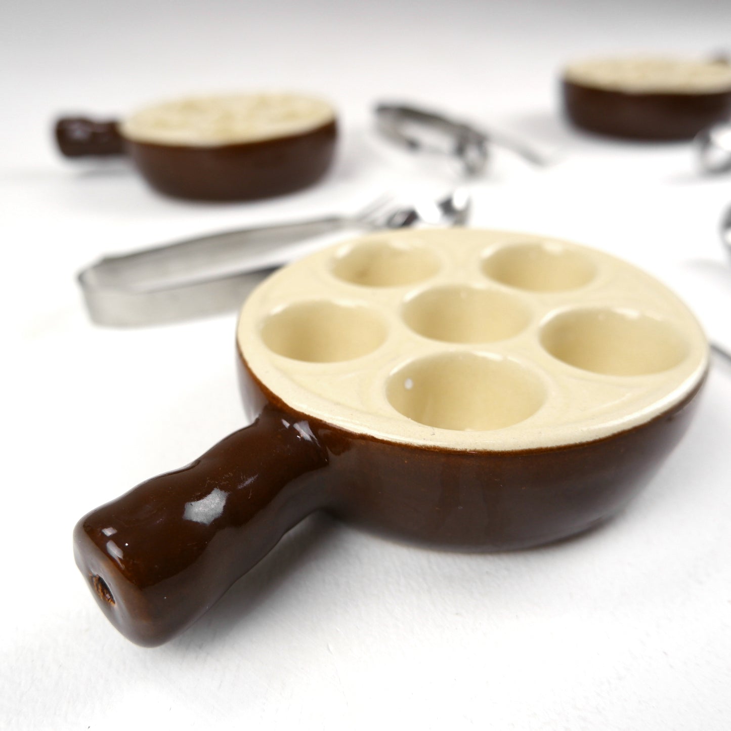 Vintage French EMILE HENRY Escargot Dishes with Snail Forks and Tongs - Mid Century Dining/Kitchen