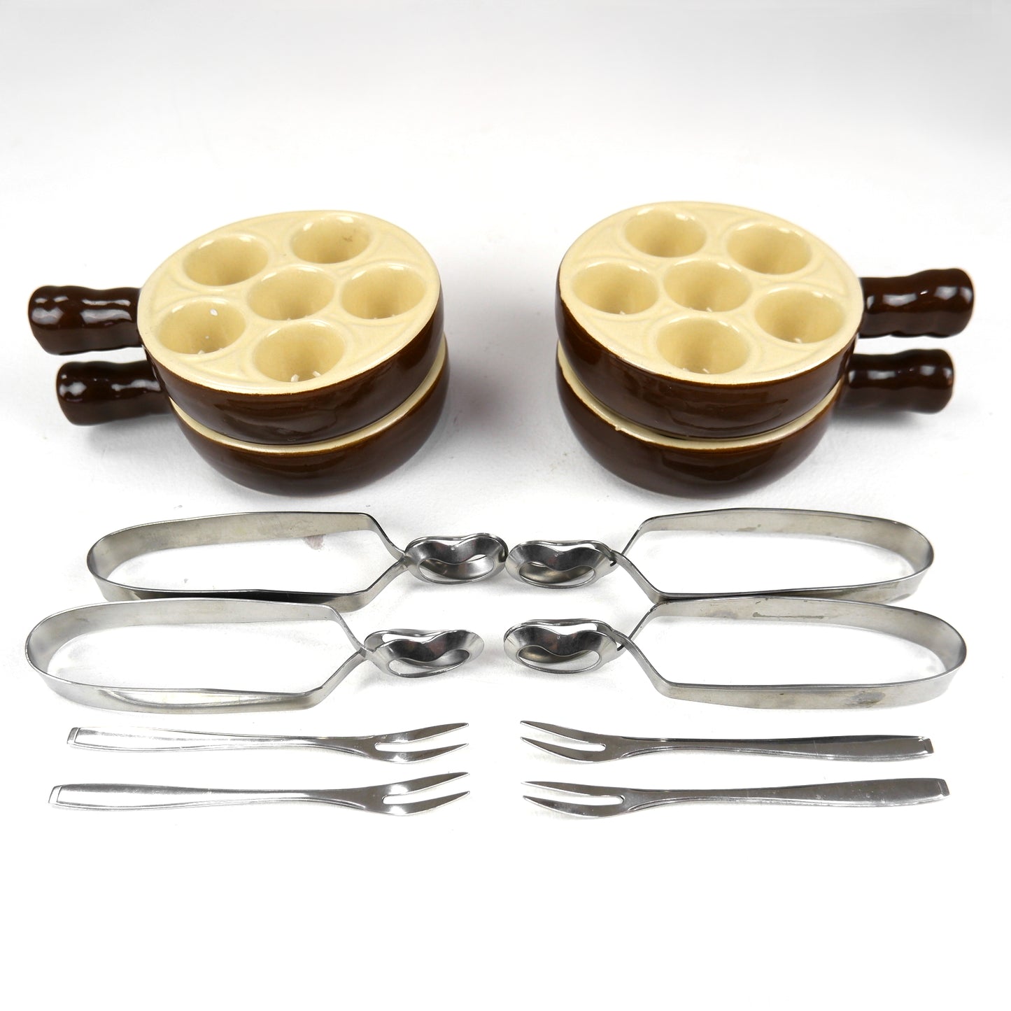 Vintage French EMILE HENRY Escargot Dishes with Snail Forks and Tongs - Mid Century Dining/Kitchen