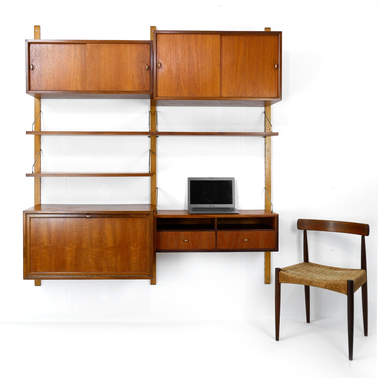 Danish Royal System Double Cocktail Cabinet & Desk Wall Unit by Poul Cadovius
