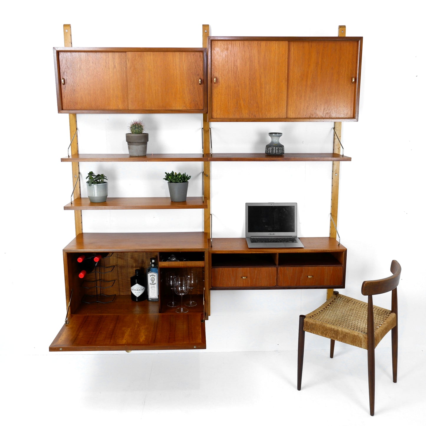 Danish Royal System Double Cocktail Cabinet & Desk Wall Unit by Poul Cadovius