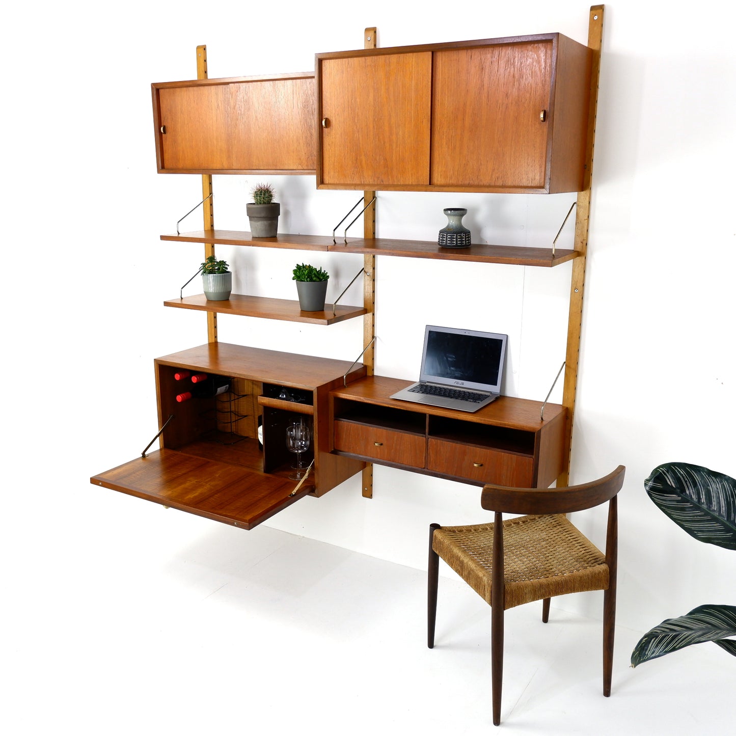 Danish Royal System Double Cocktail Cabinet & Desk Wall Unit by Poul Cadovius