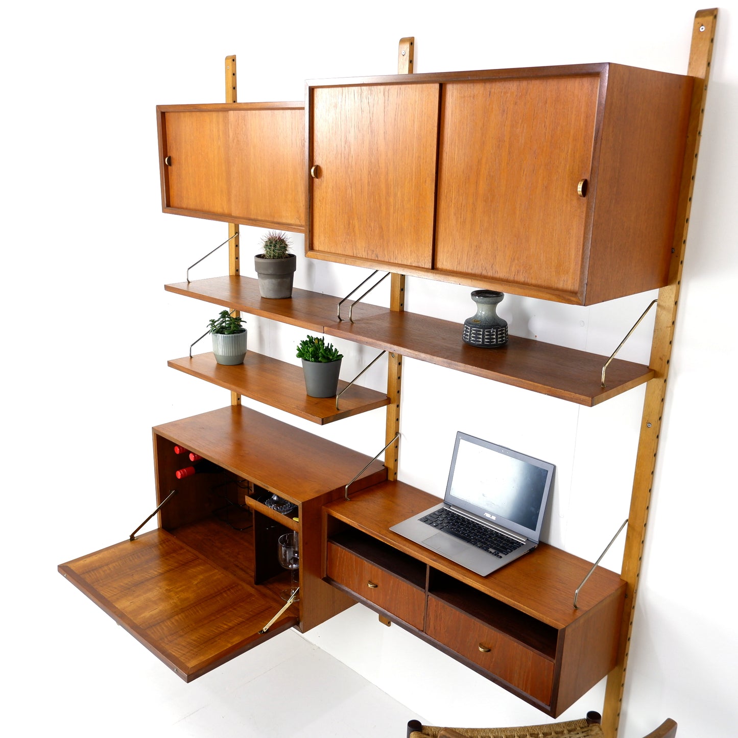 Danish Royal System Double Cocktail Cabinet & Desk Wall Unit by Poul Cadovius