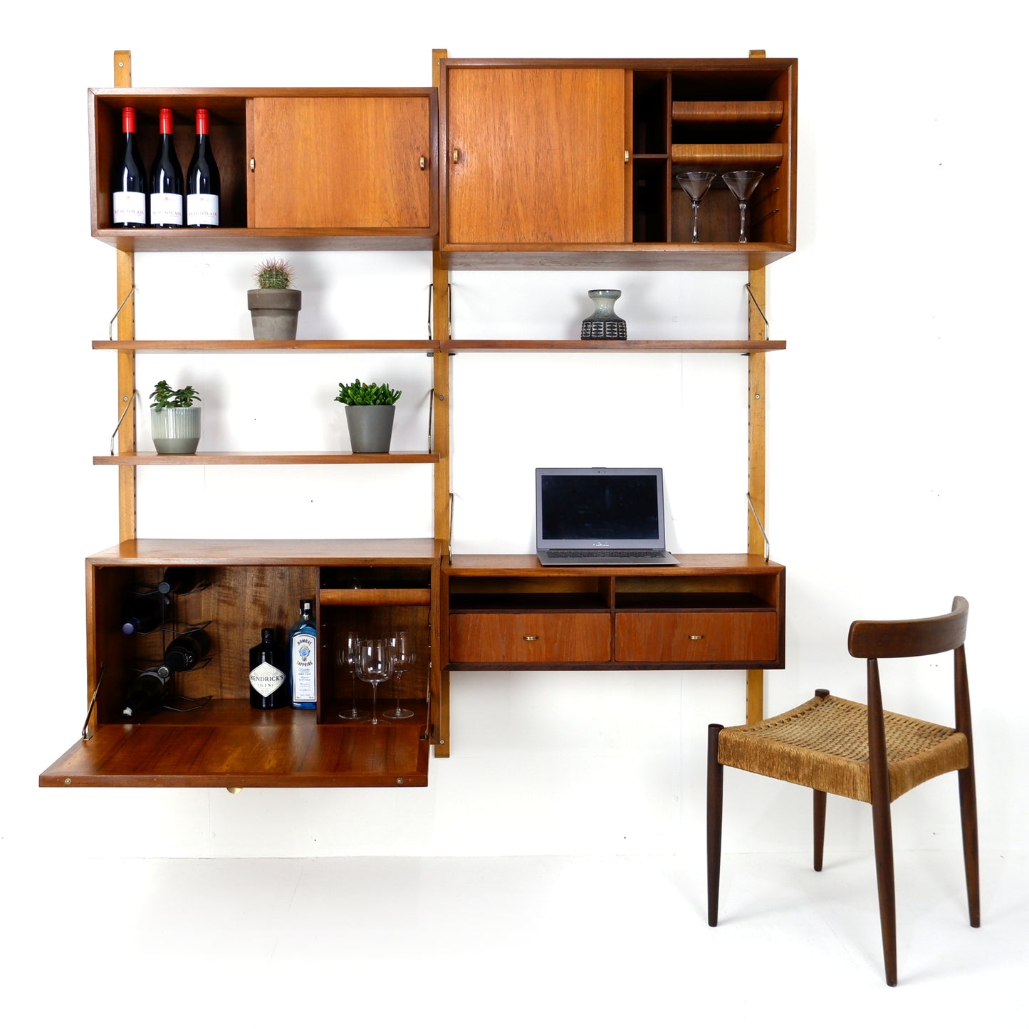 Danish Royal System Double Cocktail Cabinet & Desk Wall Unit by Poul Cadovius