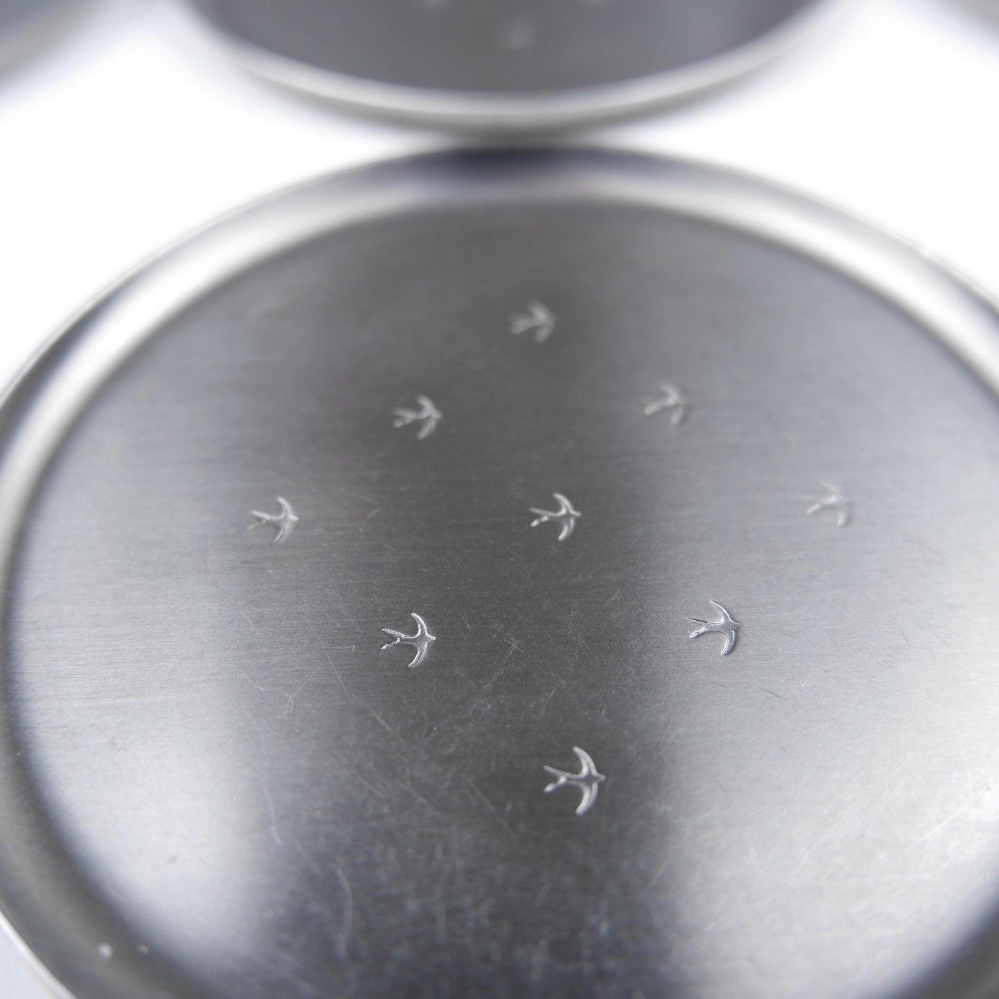 Mid Century L.R.I. Borrowdale Stainless Steel Drinks Coasters with etched Bird Design - Set of 6
