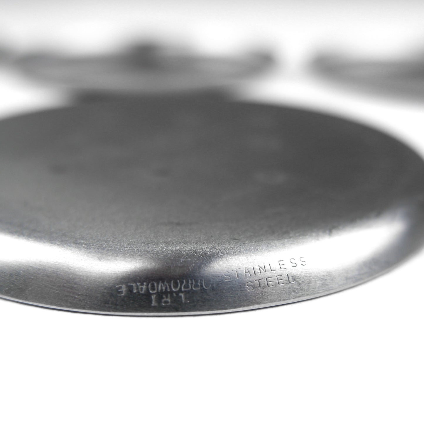 Mid Century L.R.I. Borrowdale Stainless Steel Drinks Coasters with etched Bird Design - Set of 6