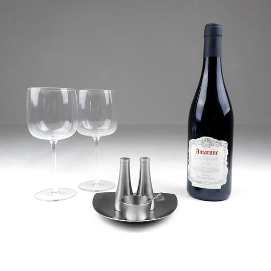 Mid Century Old Hall Cruet Set in Stainless Steel - Modernist