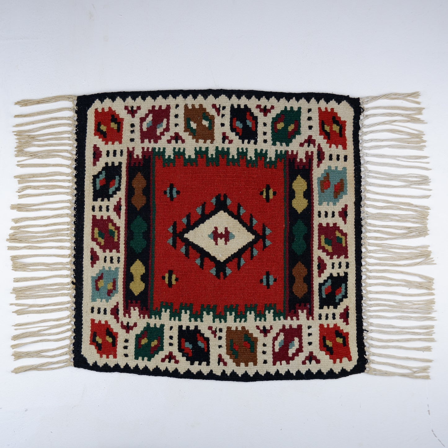 Mid Century Kilim Table Mat / Small Table Rug / Runner / Wall Hanging