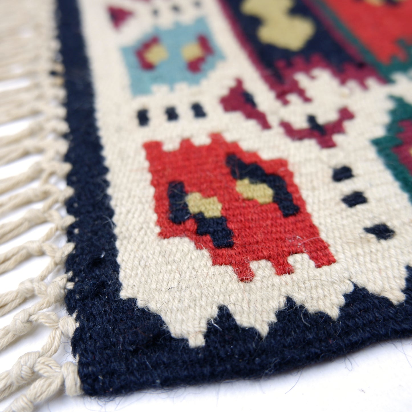Mid Century Kilim Table Mat / Small Table Rug / Runner / Wall Hanging