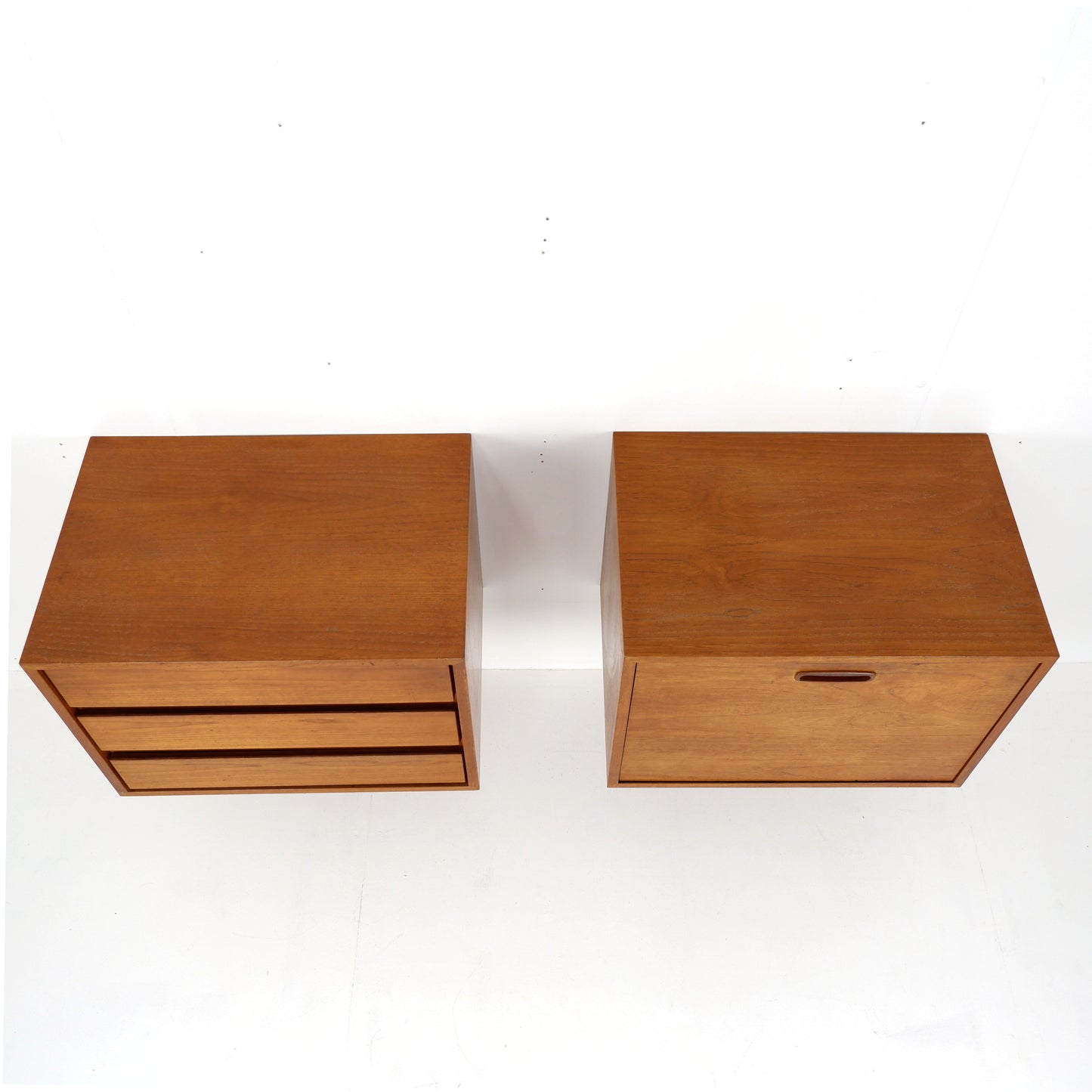 Mid Century Floating Teak Wall Units - Drinks Cabinet & Chest of Draws - Side board/Cutlery draw