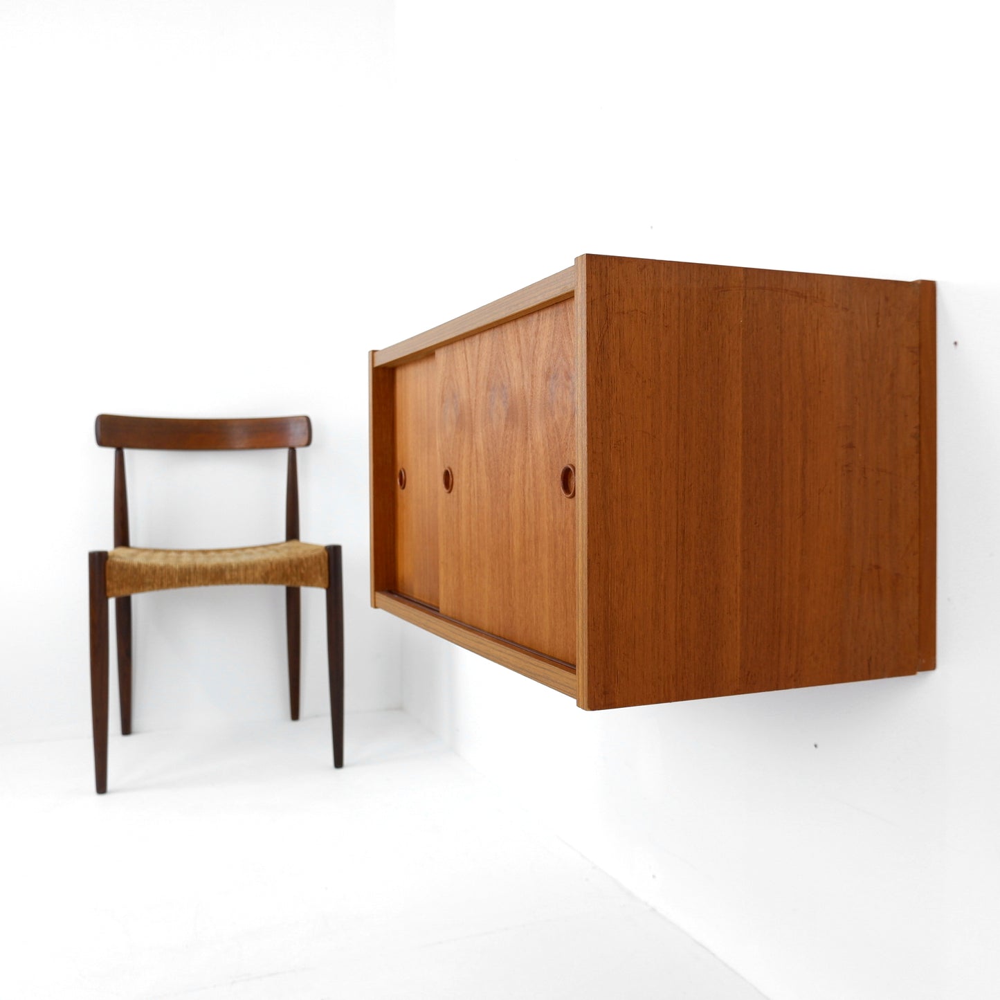 Danish PS System - Floating Teak Wall Unit / Drinks Cabinet - Mid Century