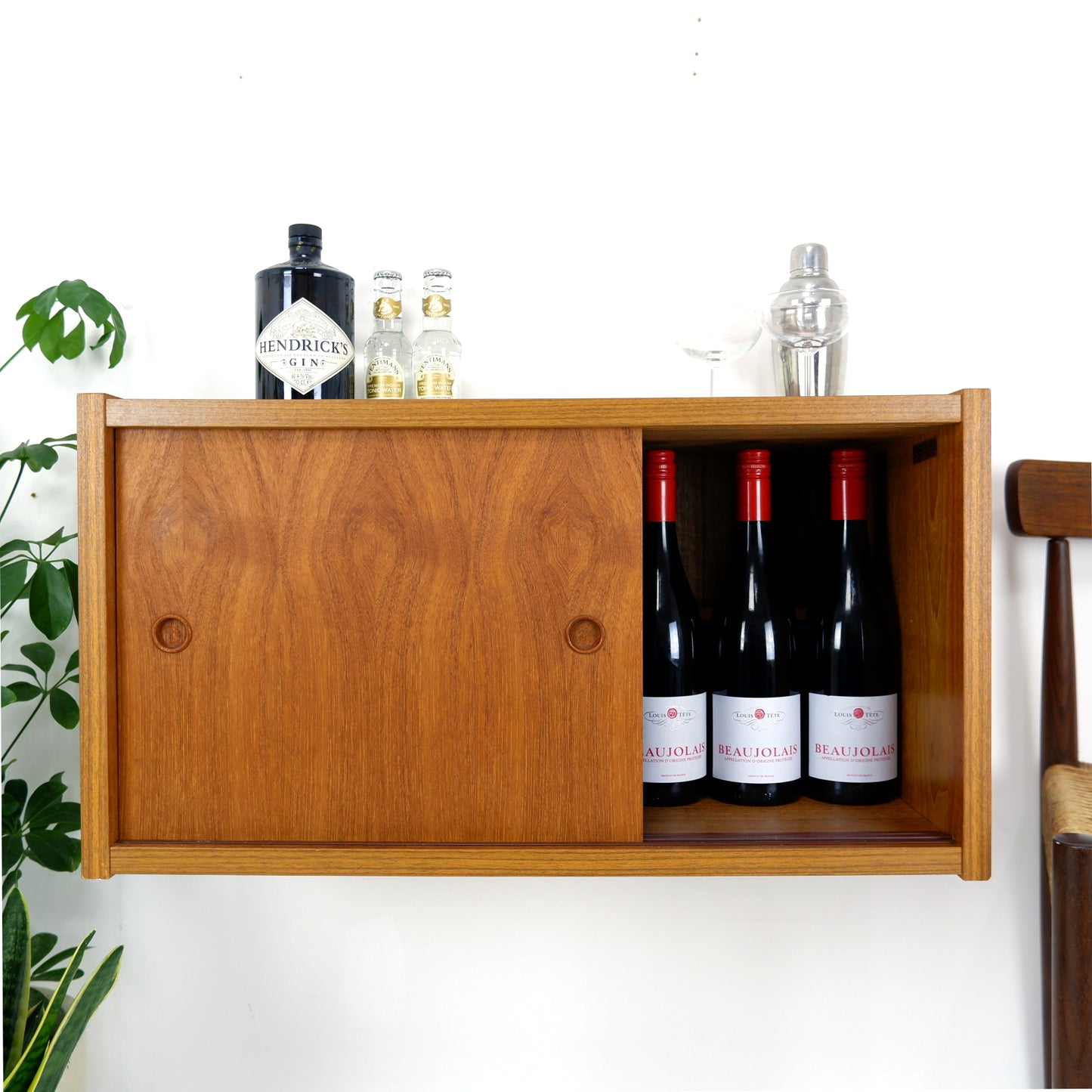 Danish PS System - Floating Teak Wall Unit / Drinks Cabinet - Mid Century