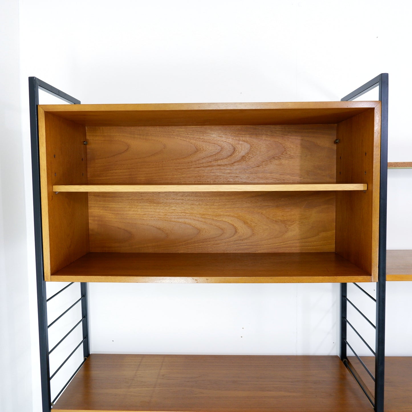 Ladderax Modular Teak Shelving System - 3 Bays - 1 Desk, 4 Cabinets and 4 Shelves - Staples - British Mid Century Icon