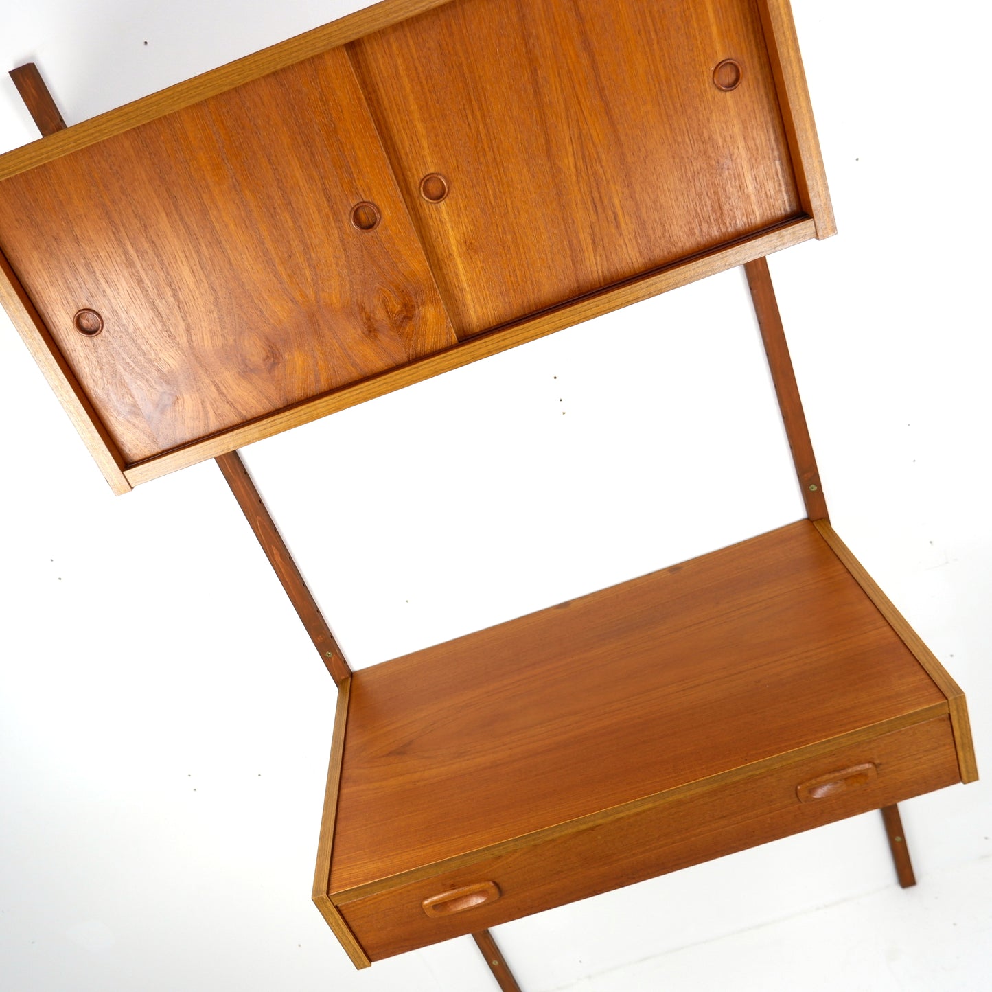 Mid Century Danish PS System Desk with Cabinet in Teak - Modular Ladder Wall Unit Shelving