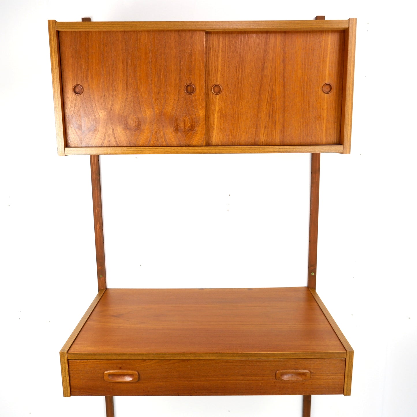 Mid Century Danish PS System Desk with Cabinet in Teak - Modular Ladder Wall Unit Shelving