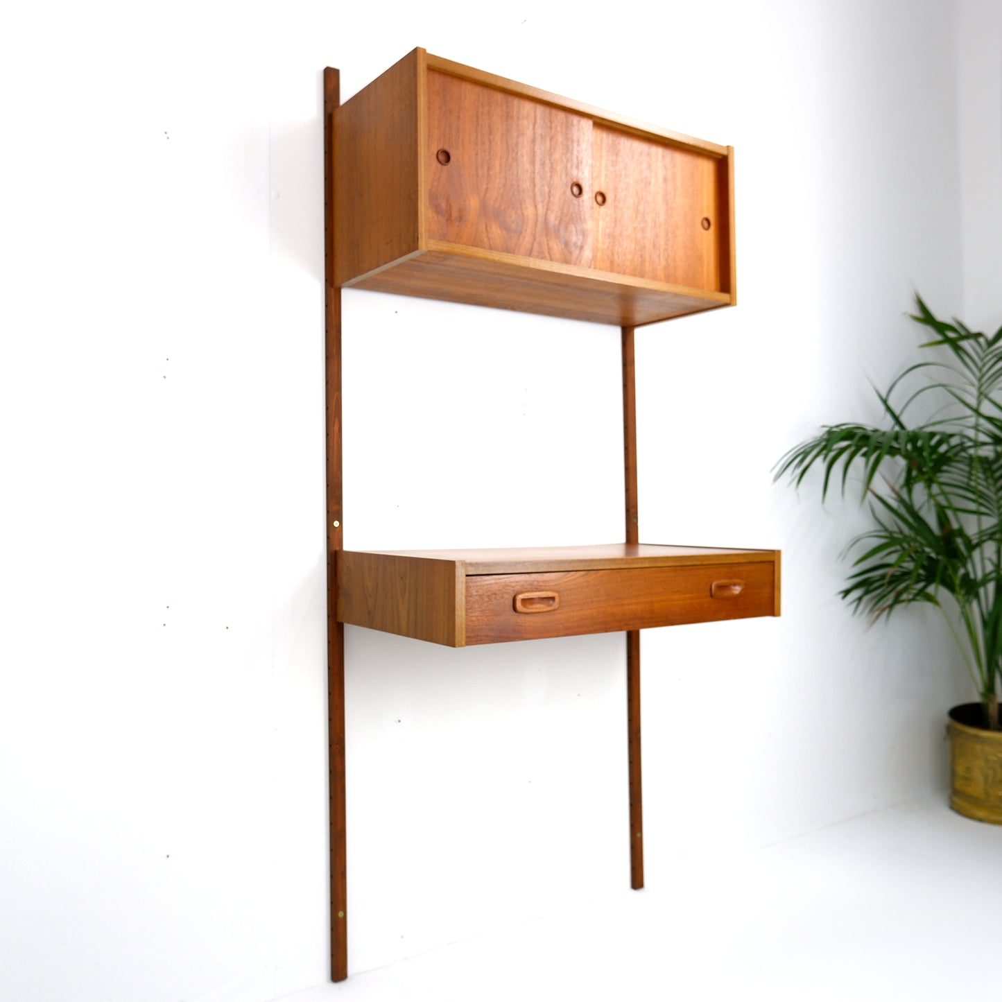 Mid Century Danish PS System Desk with Cabinet in Teak - Modular Ladder Wall Unit Shelving