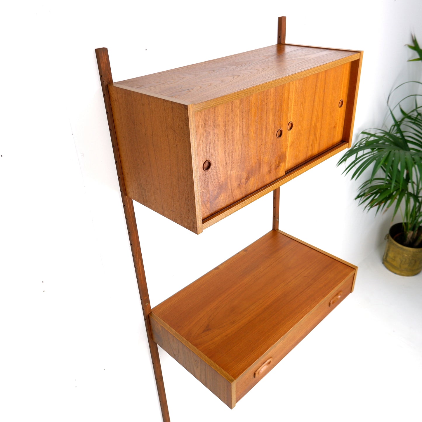 Mid Century Danish PS System Desk with Cabinet in Teak - Modular Ladder Wall Unit Shelving