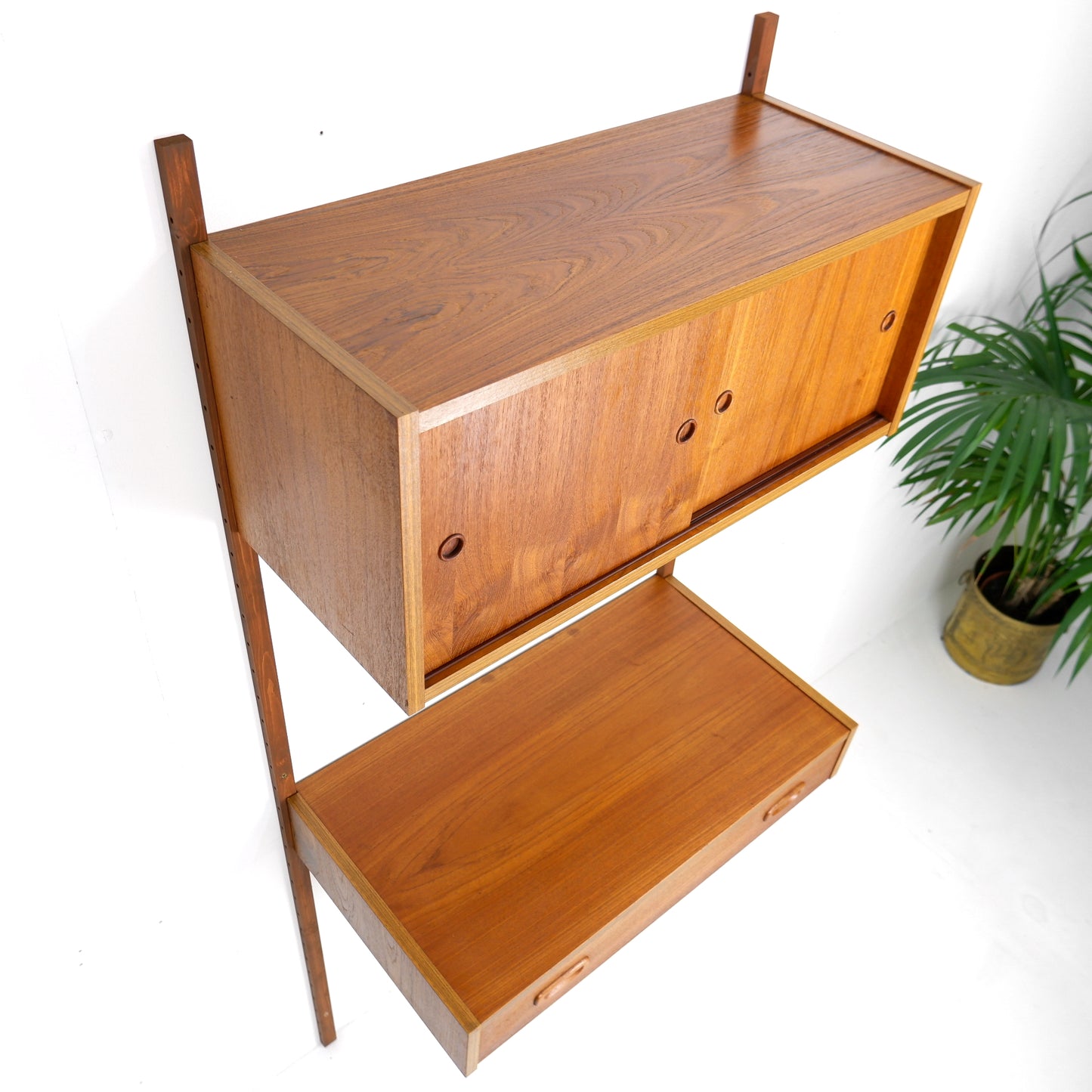Mid Century Danish PS System Desk with Cabinet in Teak - Modular Ladder Wall Unit Shelving