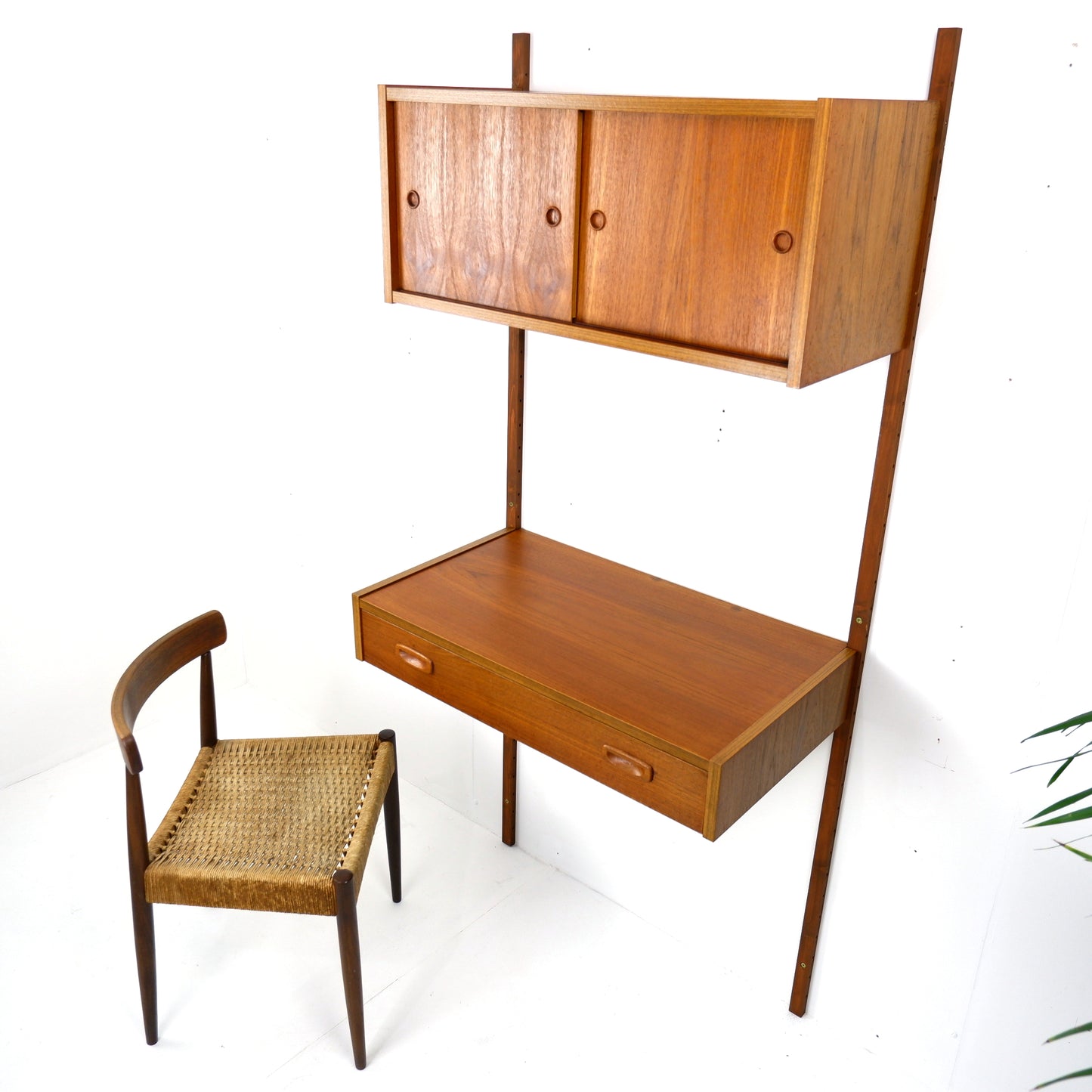 Mid Century Danish PS System Desk with Cabinet in Teak - Modular Ladder Wall Unit Shelving