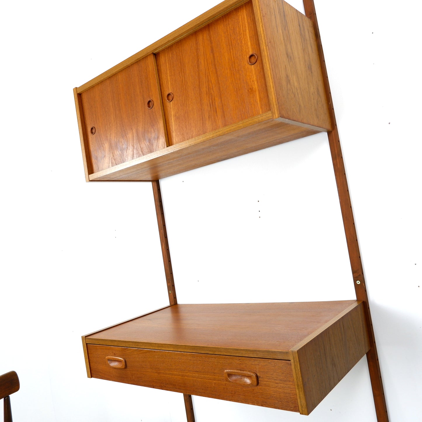 Mid Century Danish PS System Desk with Cabinet in Teak - Modular Ladder Wall Unit Shelving