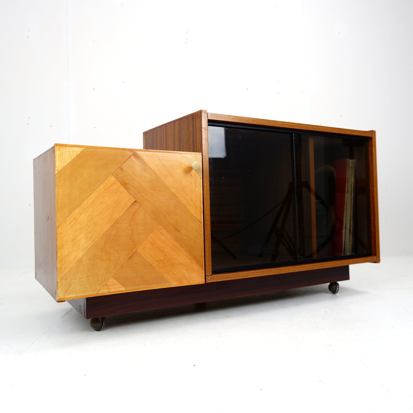 Vintage Teak Record Cabinet with Colour Change Lights! HiFi/Media Unit TV Stand