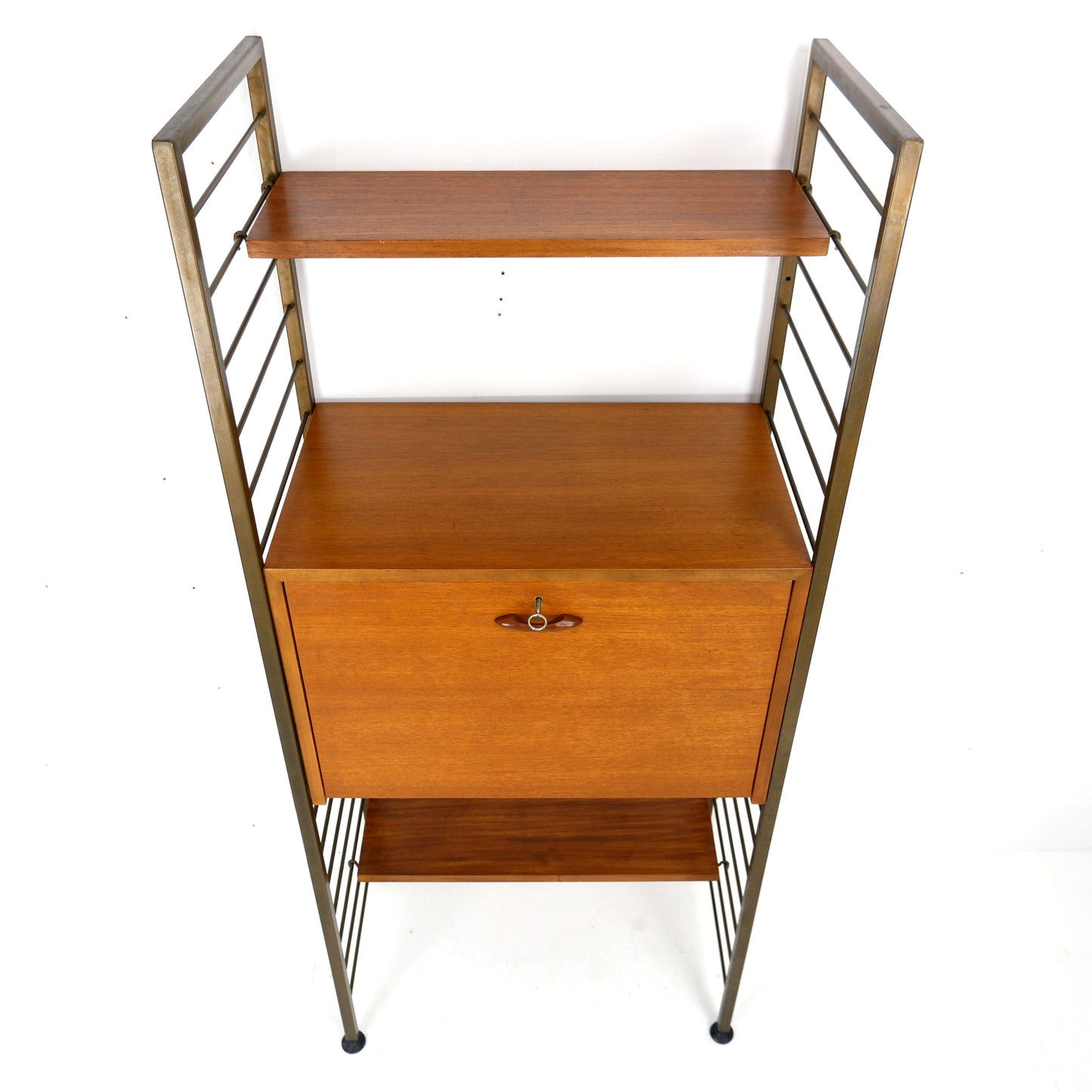 Ladderax Desk/Drinks Cabinet with Shelves - Mid Century Teak Modular Ladder Wall Unit Shelving