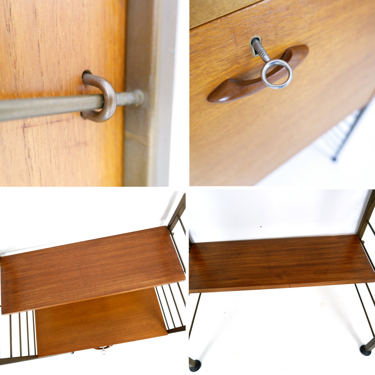 Ladderax Desk/Drinks Cabinet with Shelves - Mid Century Teak Modular Ladder Wall Unit Shelving