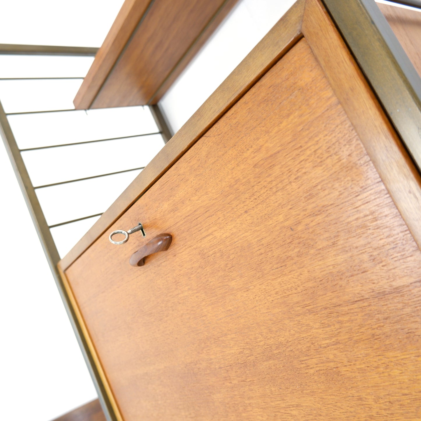 Ladderax Desk/Drinks Cabinet with Shelves - Mid Century Teak Modular Ladder Wall Unit Shelving