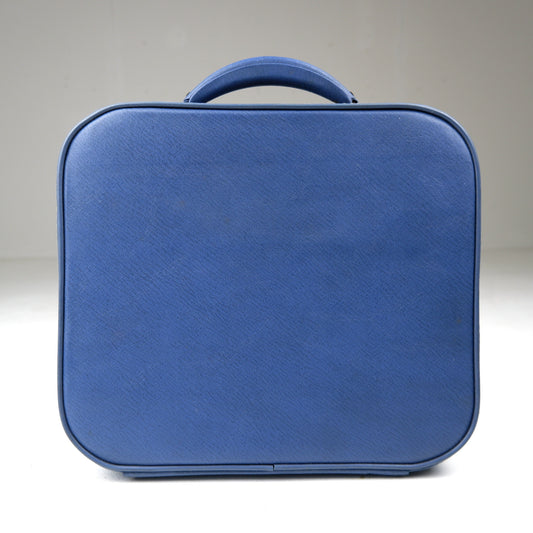 Vintage 1950's Vanity Case with Mirror, Key, Original Box, Bottles - Blue Mid Century