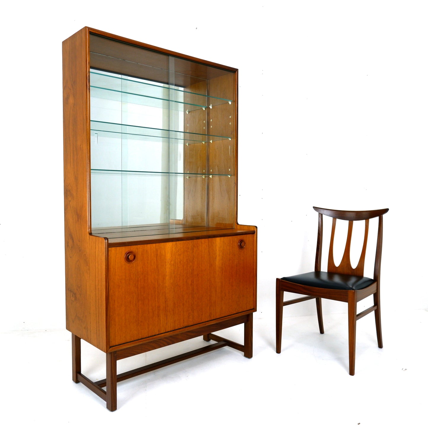 Turnidge of London Mirrored Cocktail/Drinks Cabinet in Teak and Glass - Mid Century Modern