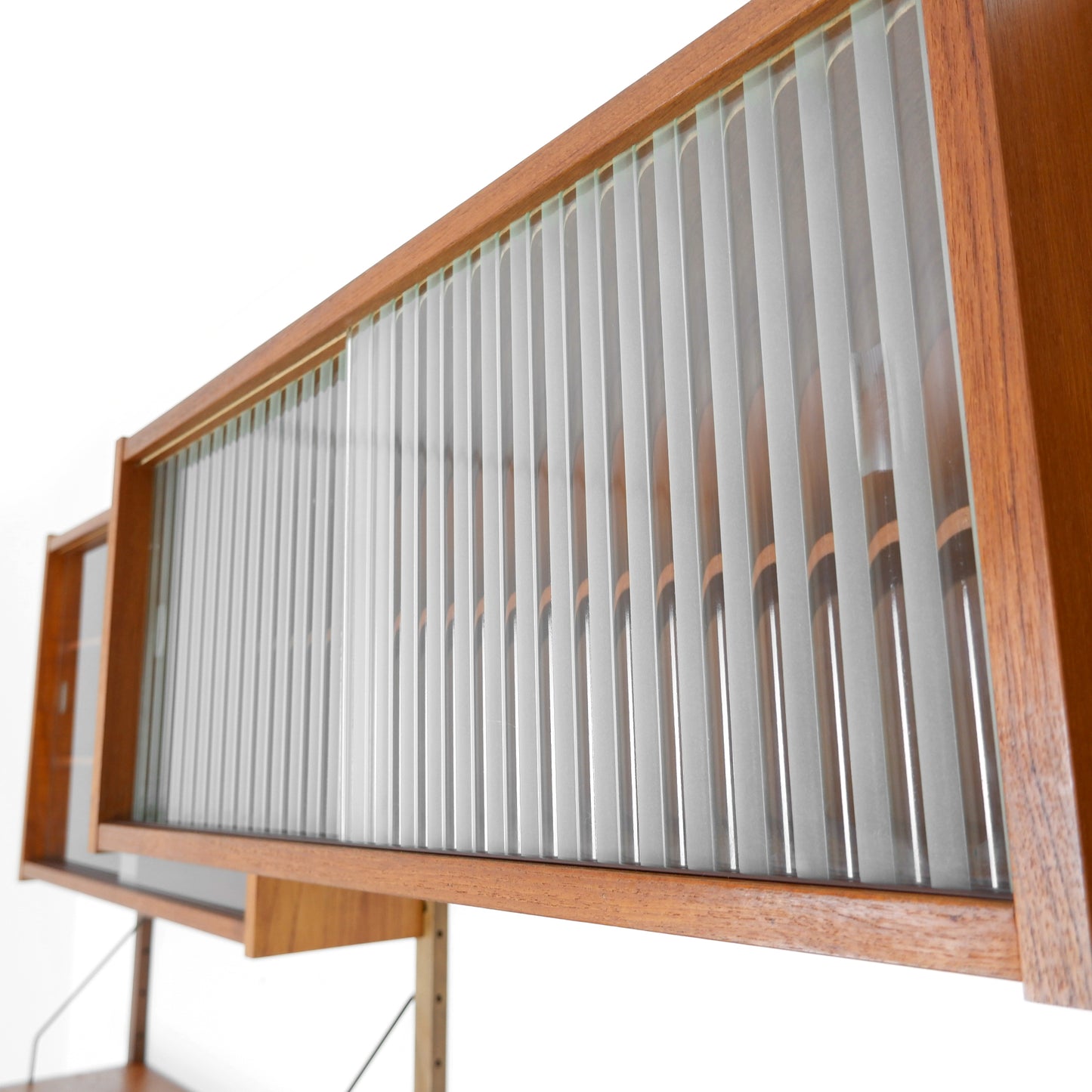 Mid Century Danish PS System Teak Wall Units -3 Bays - Desk, Bookshelves and Cabinets - Modular Ladder Shelving
