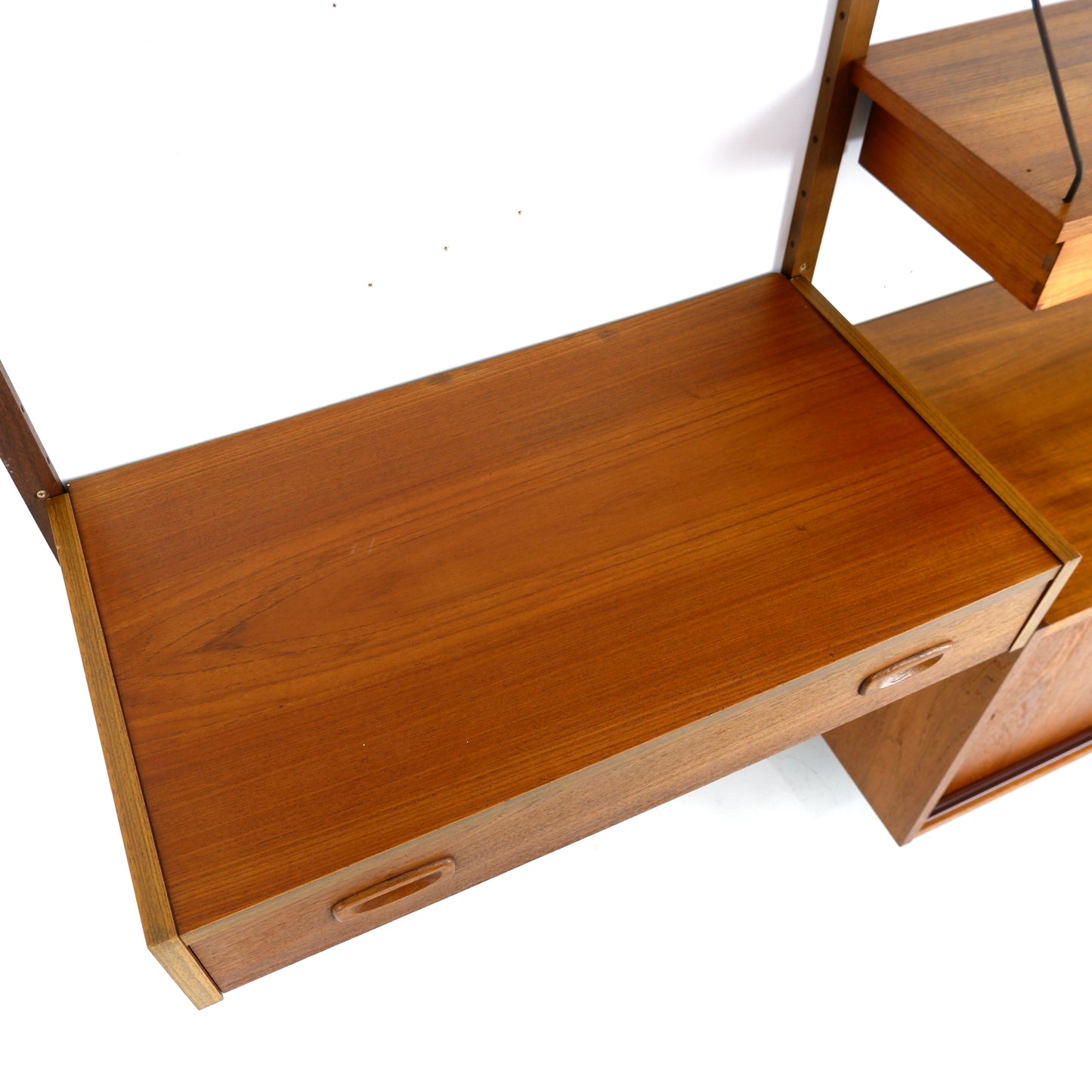 Danish PS System Teak Wall Units - 2 Bays - Desk, Bookshelves and Cabinets - Modular Ladder Shelving