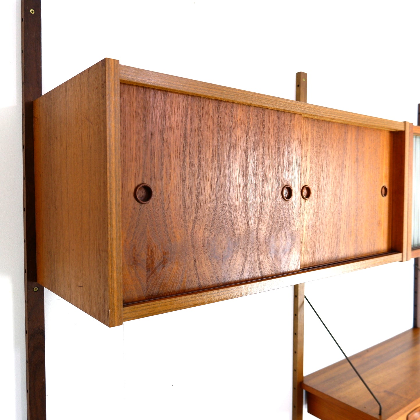 Danish PS System Teak Wall Units - 2 Bays - Desk, Bookshelves and Cabinets - Modular Ladder Shelving