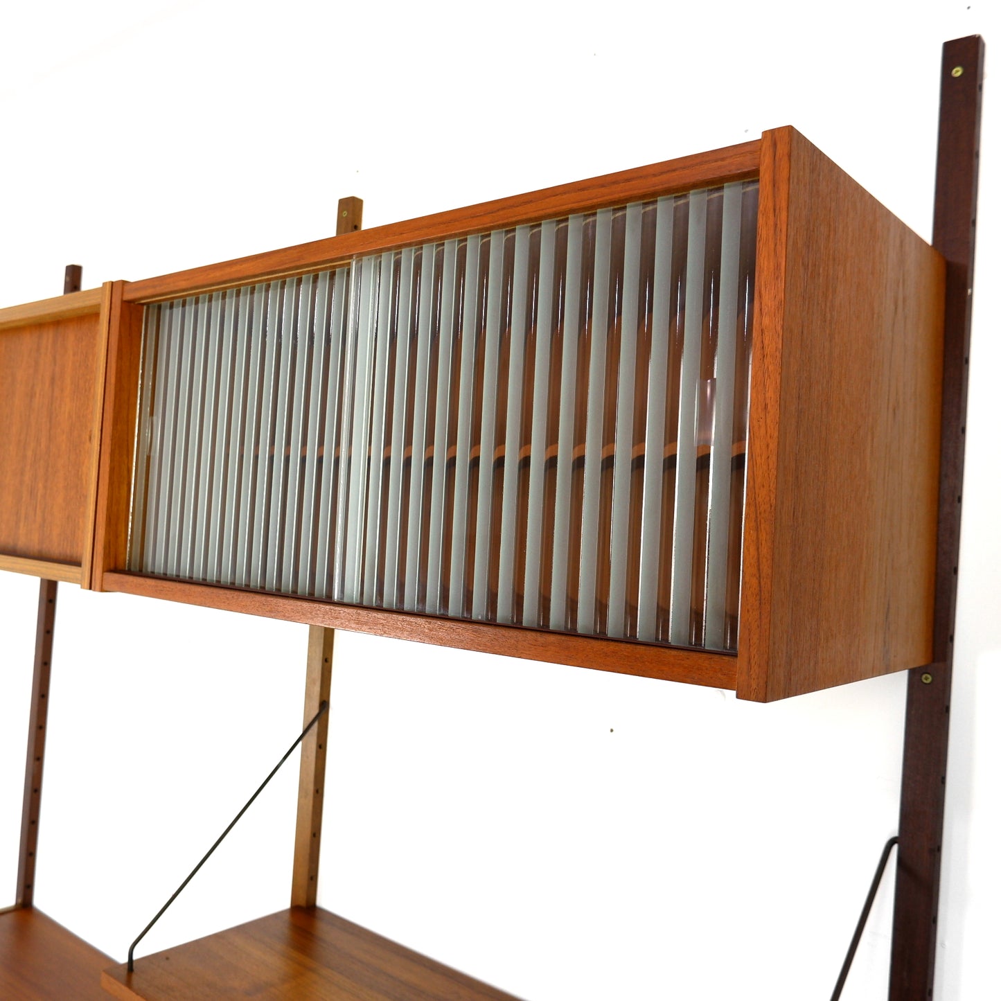Danish PS System Teak Wall Units - 2 Bays - Desk, Bookshelves and Cabinets - Modular Ladder Shelving