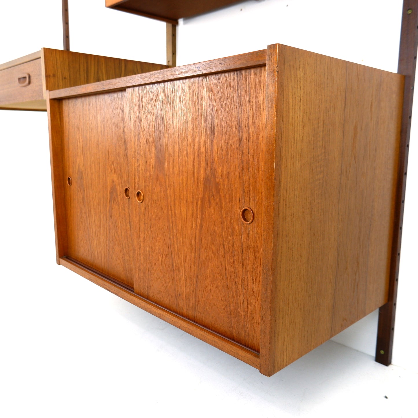 Danish PS System Teak Wall Units - 2 Bays - Desk, Bookshelves and Cabinets - Modular Ladder Shelving