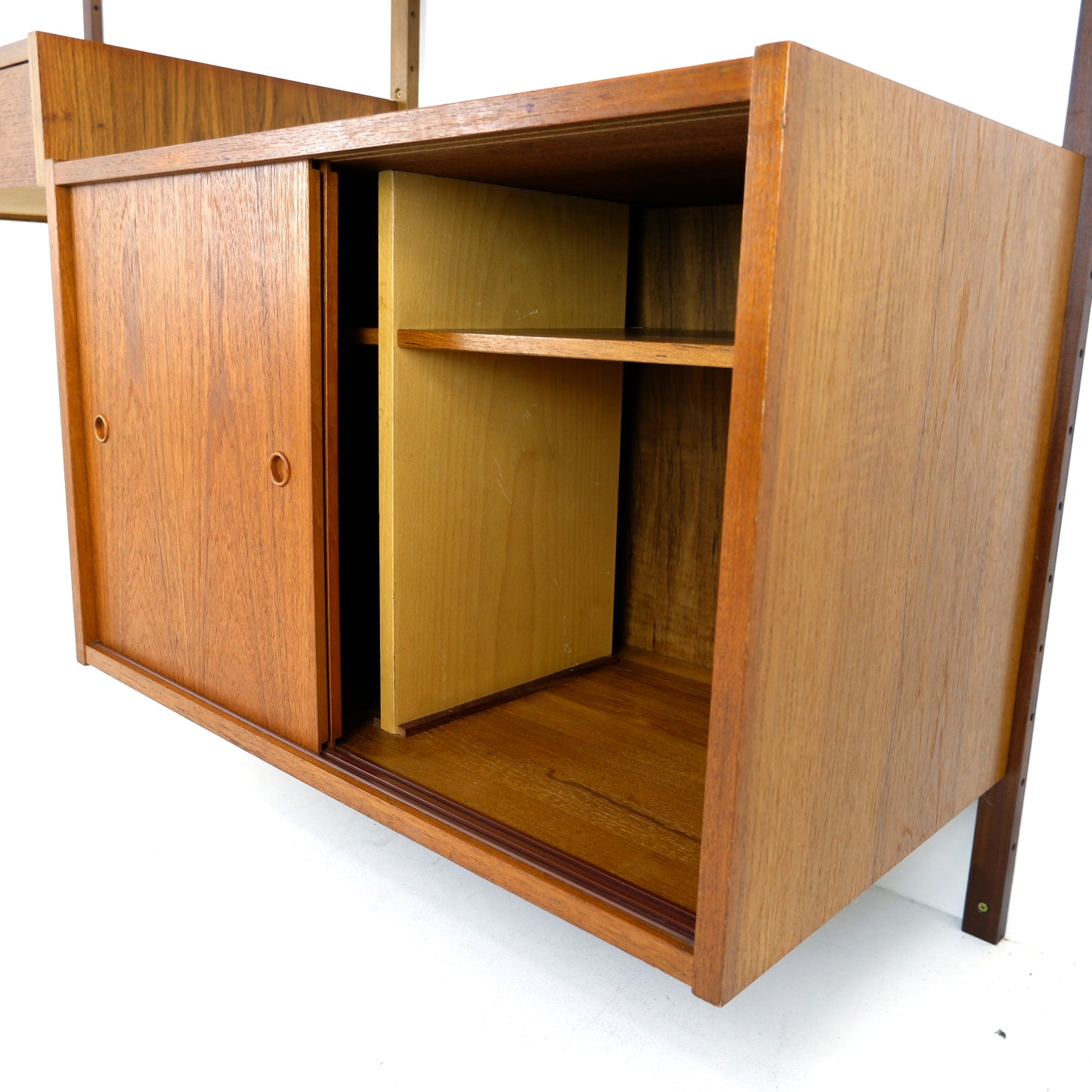 Danish PS System Teak Wall Units - 2 Bays - Desk, Bookshelves and Cabinets - Modular Ladder Shelving